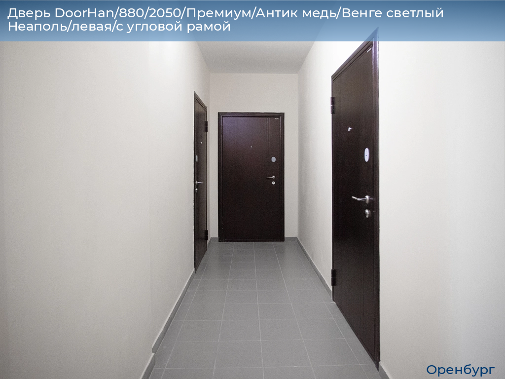 Дверь DoorHan/880/2050/Премиум/Антик медь/Венге светлый Неаполь/левая/с угловой рамой, orenburg.doorhan.ru